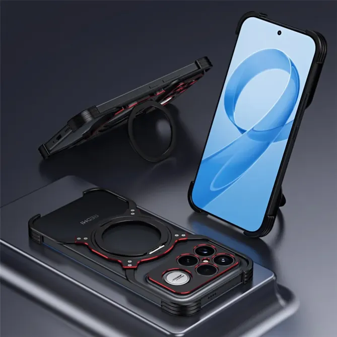 Bumper POCO F8 Ultra Antichoc Cadre Métal avec Anneau Support MagSafe