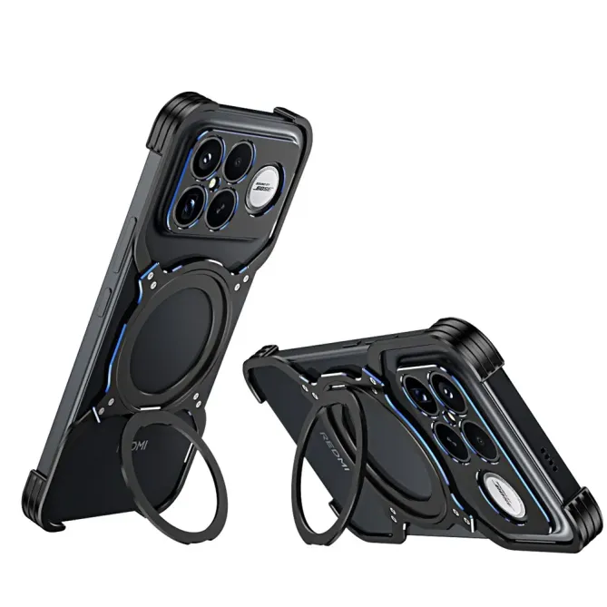 Bumper POCO F8 Ultra Antichoc Cadre Métal avec Anneau Support MagSafe