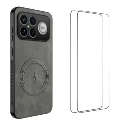 Coque POCO F8 Ultra MagSafe Nappa avec 2 verre trempé