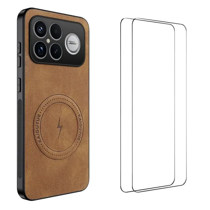 Coque POCO F8 Ultra MagSafe Nappa avec 2 verre trempé