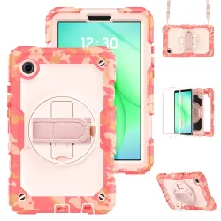 Coque Samsung Galaxy Tab A9 / A11 Intégrale Tactical Camo Rose