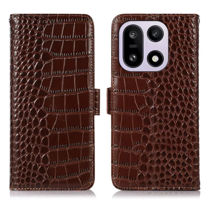 Housse OnePlus 15 cuir véritable aspect croco