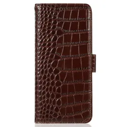 Housse OnePlus 15 cuir véritable aspect croco