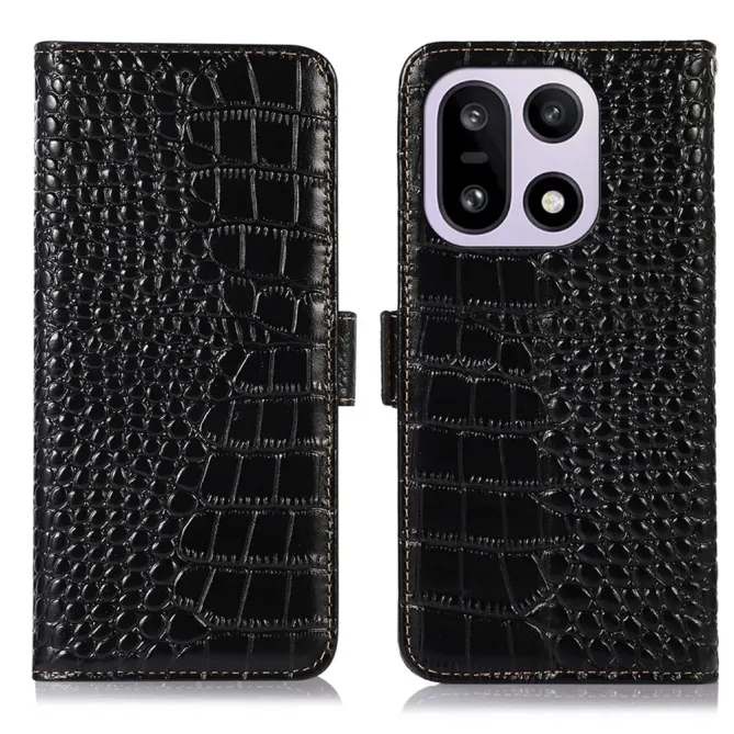 Housse OnePlus 15 cuir véritable aspect croco