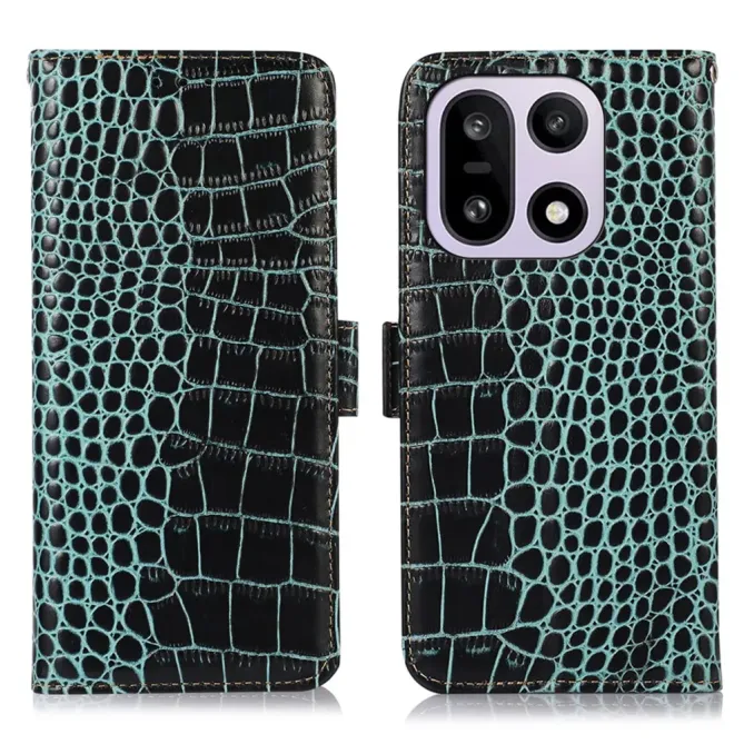 Housse OnePlus 15 cuir véritable aspect croco