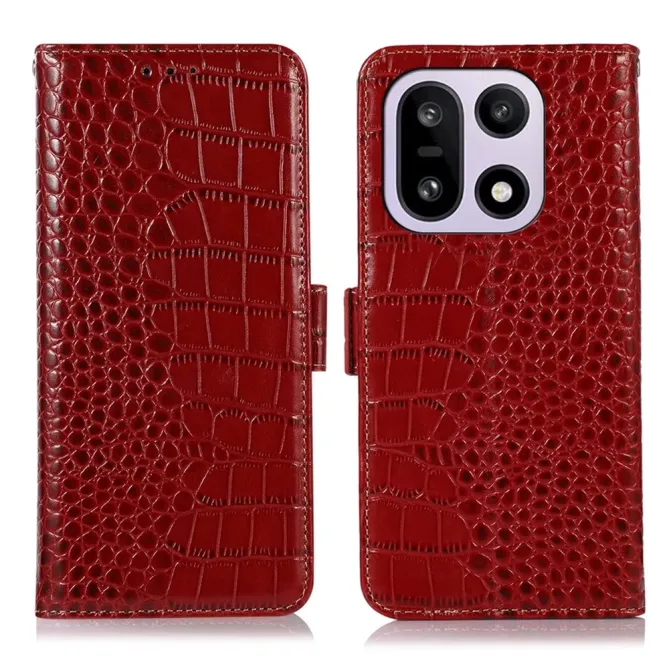 Housse OnePlus 15 cuir véritable aspect croco