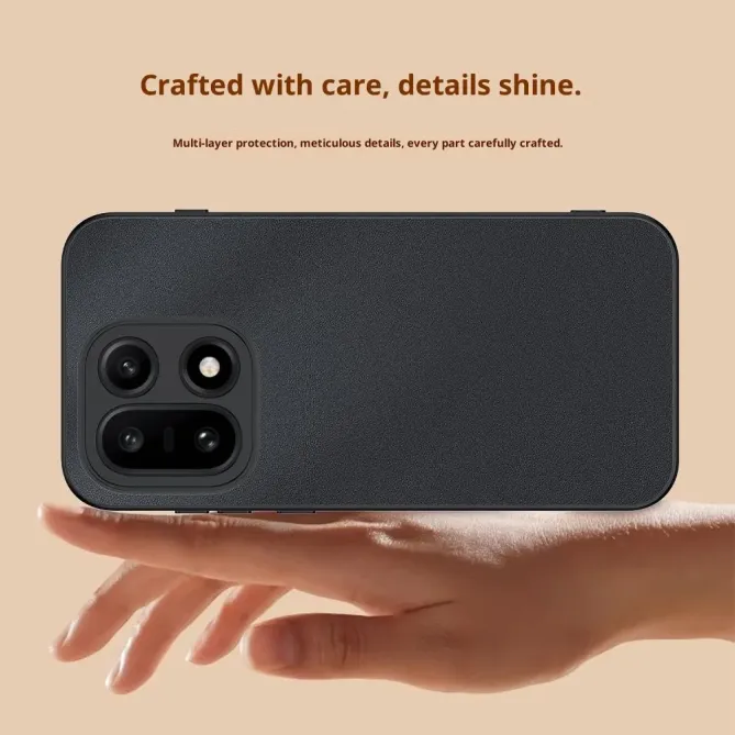 Coque OnePlus 15 effet cuir fine et antichoc bi-matière