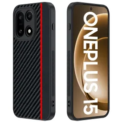 Coque OnePlus 15 rigide effet cuir et fibre carbone