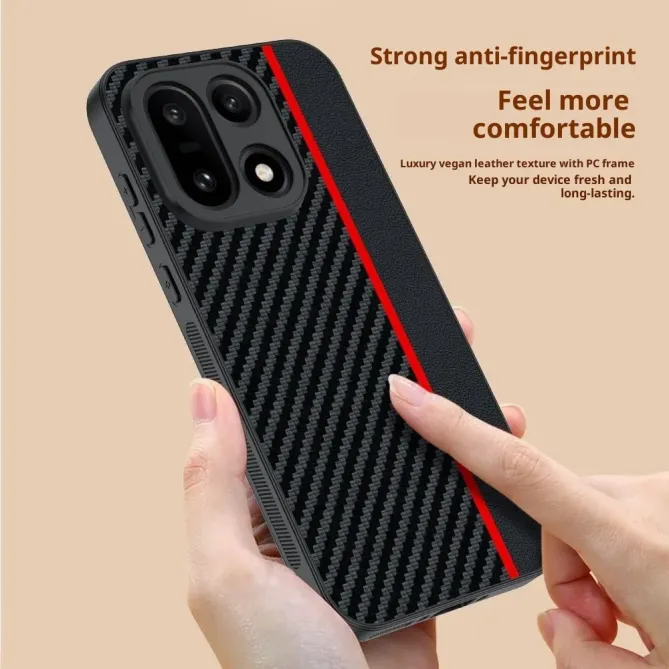 Coque OnePlus 15 rigide effet cuir et fibre carbone