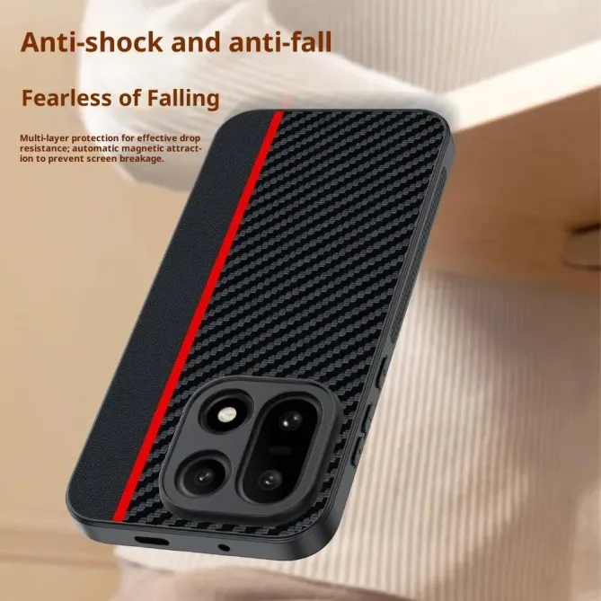 Coque OnePlus 15 rigide effet cuir et fibre carbone