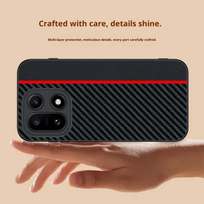 Coque OnePlus 15 rigide effet cuir et fibre carbone