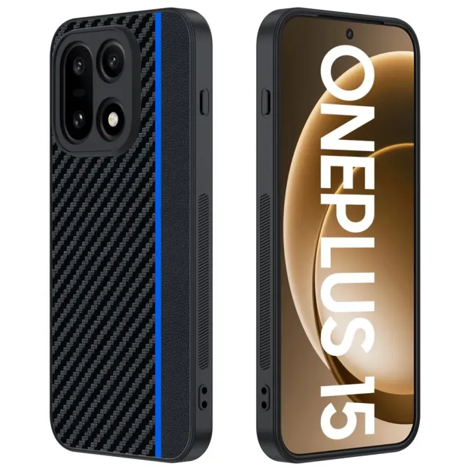 Coque OnePlus 15 rigide effet cuir et fibre carbone