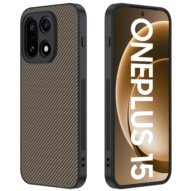 Coque OnePlus 15 rigide effet cuir et fibre carbone