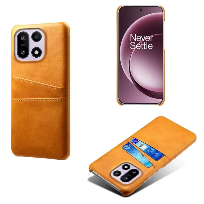 Coque OnePlus 15 Porte Cartes Simili Cuir Basique Marron Clair