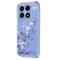 Coque OnePlus 15 5G motif papillon fleuri violets, silicone TPU