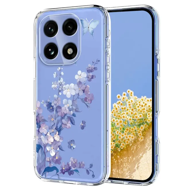 Coque OnePlus 15 5G motif papillon fleuri violets, silicone TPU