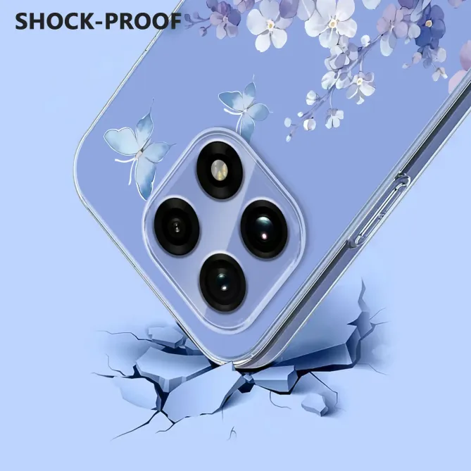 Coque OnePlus 15 5G motif papillon fleuri violets, silicone TPU