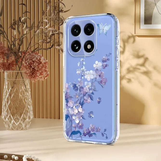 Coque OnePlus 15 5G motif papillon fleuri violets, silicone TPU