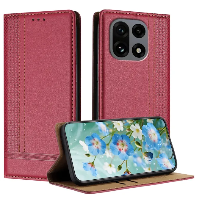 Flip Cover OnePlus 15 Lignes Structurées avec Porte-Cartes