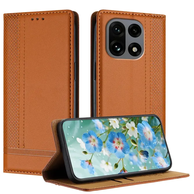 Flip Cover OnePlus 15 Lignes Structurées avec Porte-Cartes
