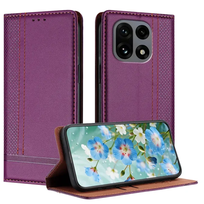 Flip Cover OnePlus 15 Lignes Structurées avec Porte-Cartes