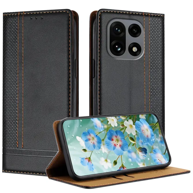 Flip Cover OnePlus 15 Lignes Structurées avec Porte-Cartes