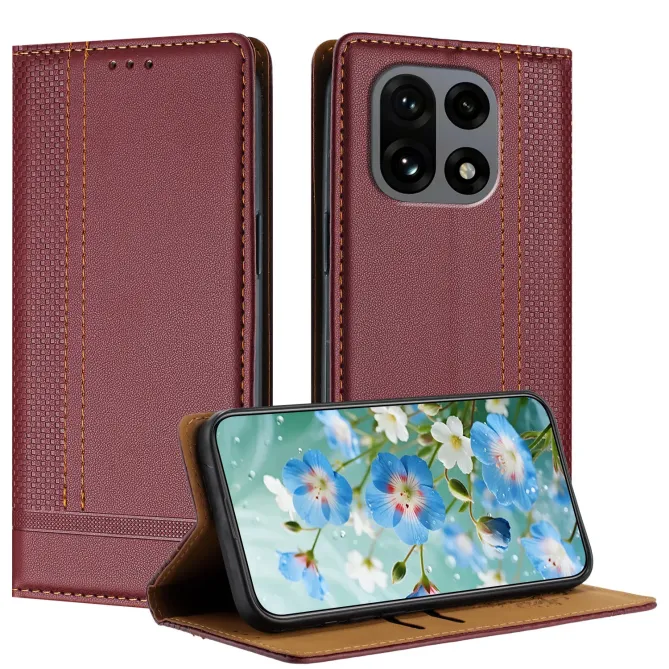 Flip Cover OnePlus 15 Lignes Structurées avec Porte-Cartes