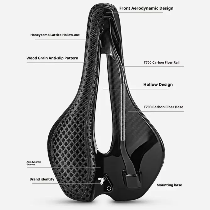 Selle vélo carbone impression 3D ultra-légère VTT route