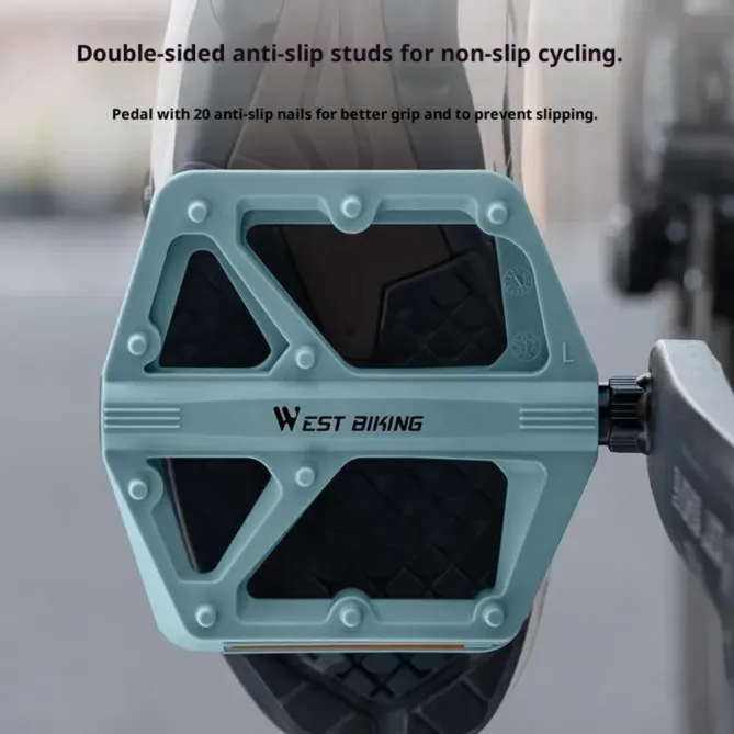 Pédales vélo nylon larges antidérapantes avec réflecteurs VTT Route