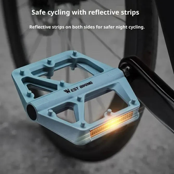 Pédales vélo nylon larges antidérapantes avec réflecteurs VTT Route