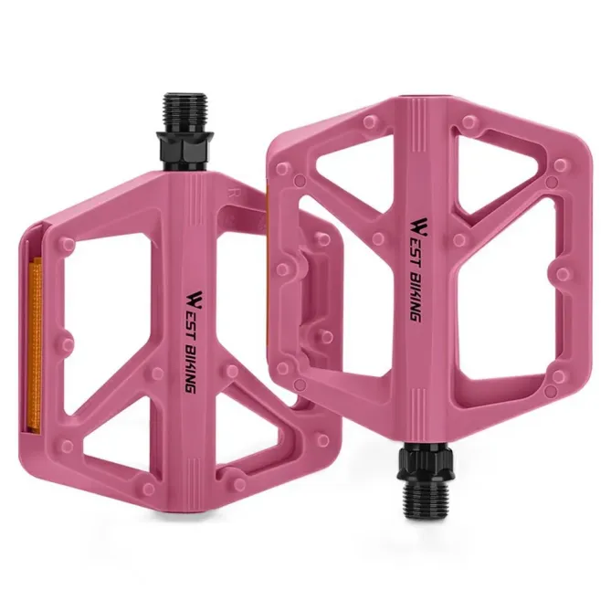 Pédales vélo nylon larges antidérapantes avec réflecteurs VTT Route