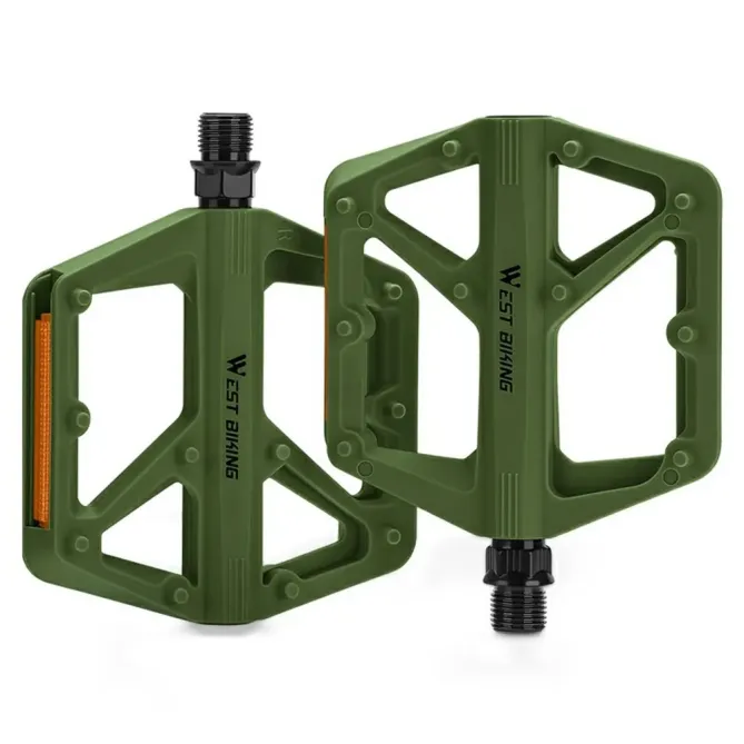 Pédales vélo nylon larges antidérapantes avec réflecteurs VTT Route