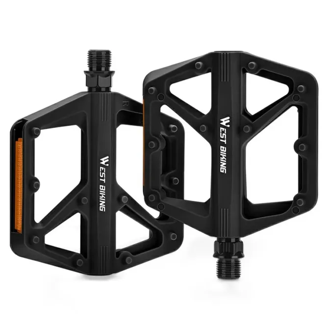 Pédales vélo nylon larges antidérapantes avec réflecteurs VTT Route