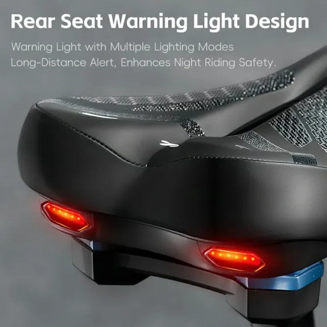 Selle vélo ergonomique mémoire de forme avec feu arrière intégré