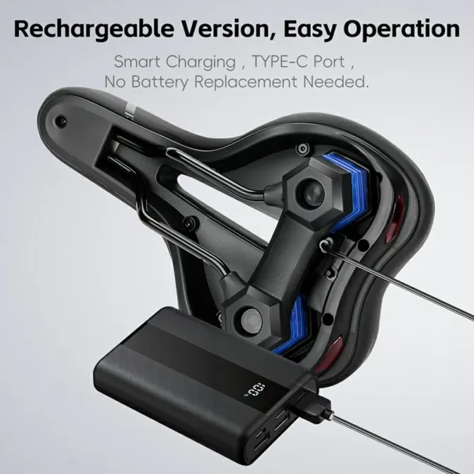 Selle vélo ergonomique mémoire de forme avec feu arrière intégré