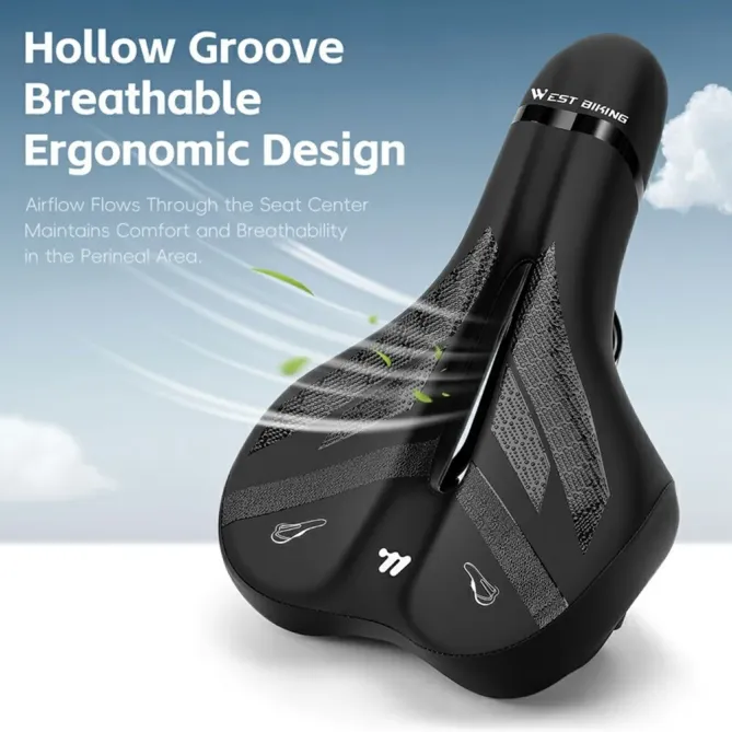 Selle vélo ergonomique mémoire de forme avec feu arrière intégré