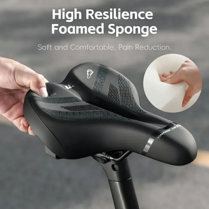 Selle vélo ergonomique mémoire de forme avec feu arrière intégré