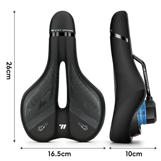 Selle vélo ergonomique mémoire de forme avec feu arrière intégré