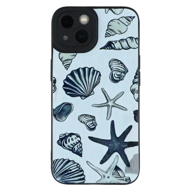 Coque iPhone 13 motif marin coquillages et étoiles