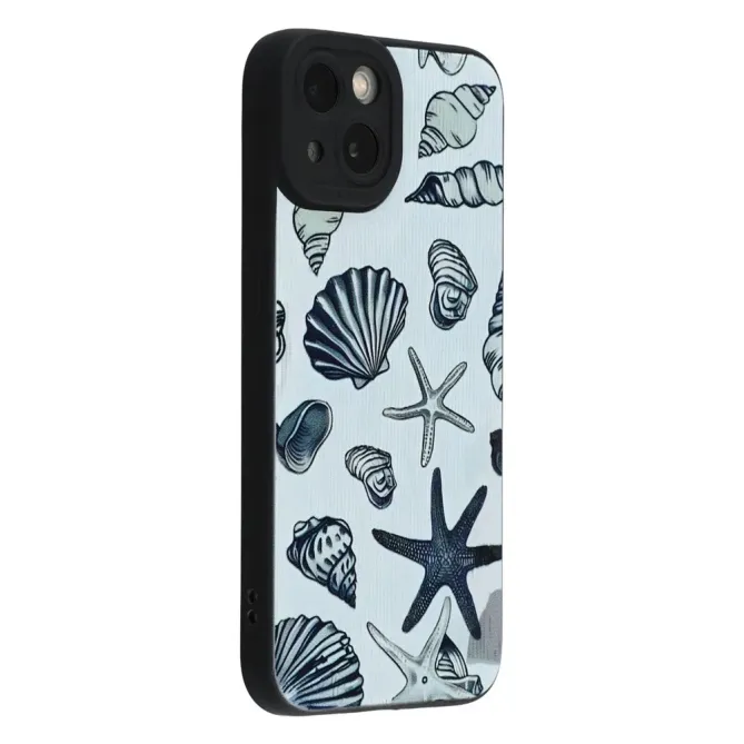 Coque iPhone 13 motif marin coquillages et étoiles