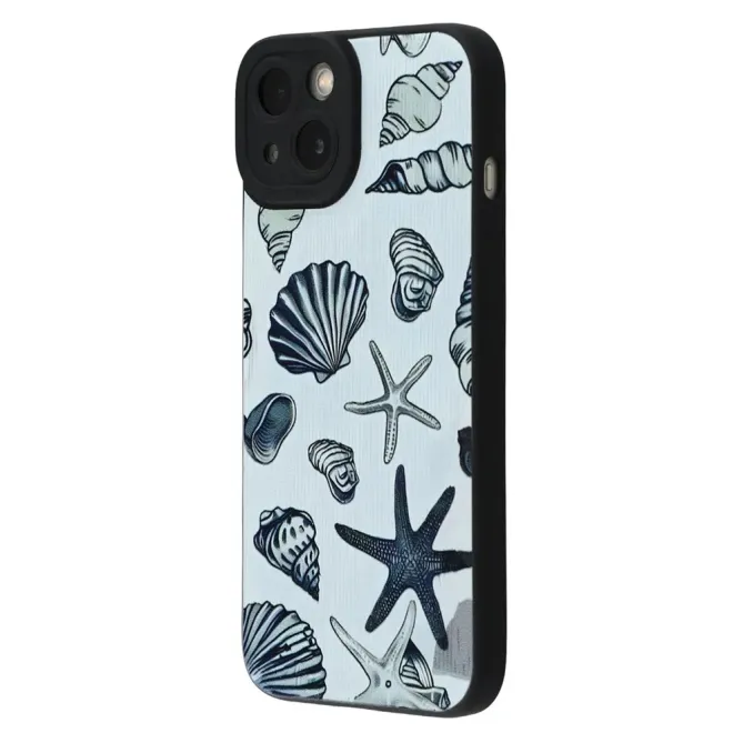 Coque iPhone 13 motif marin coquillages et étoiles