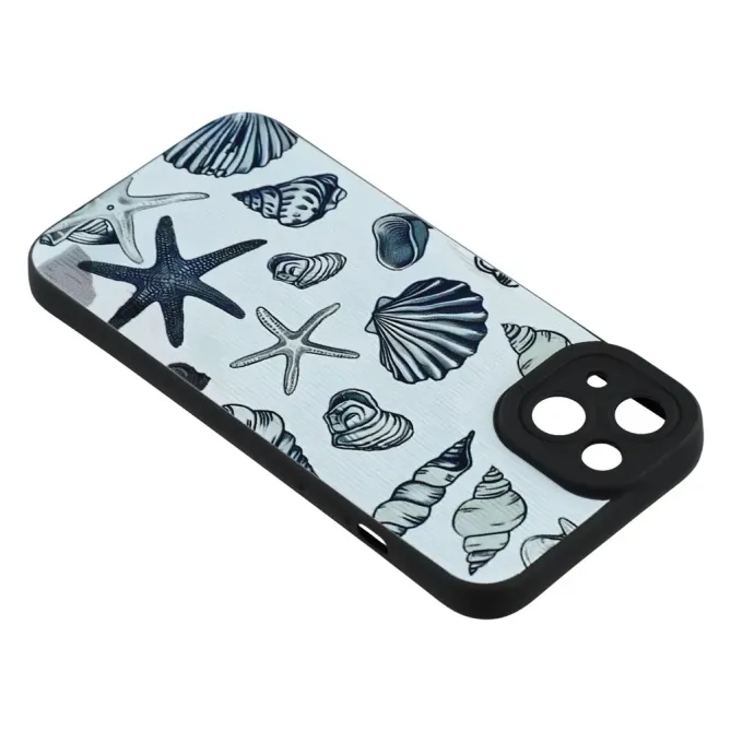 Coque iPhone 13 motif marin coquillages et étoiles