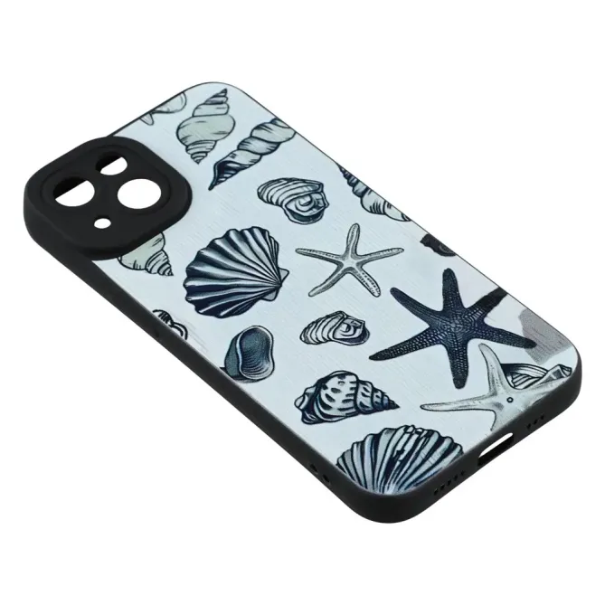 Coque iPhone 13 motif marin coquillages et étoiles