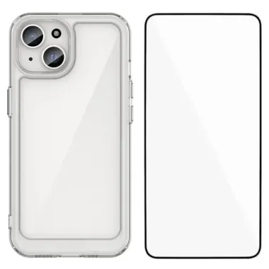 Coque transparente iPhone 13 avec protection d'écran en verre trempé