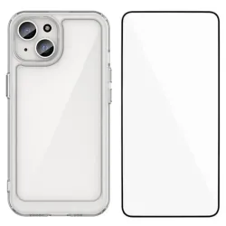 Coque transparente iPhone 13 avec protection d'écran en verre trempé