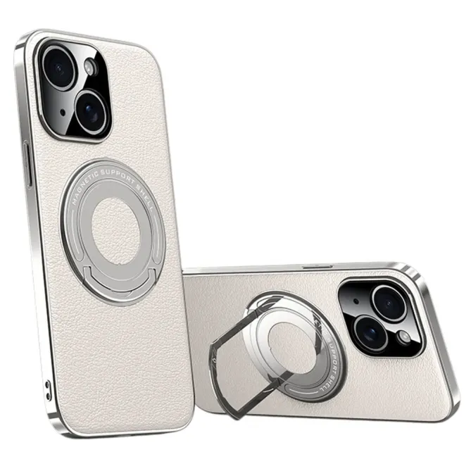 Coque iPhone 13 effet cuir compatible MagSafe avec support caché