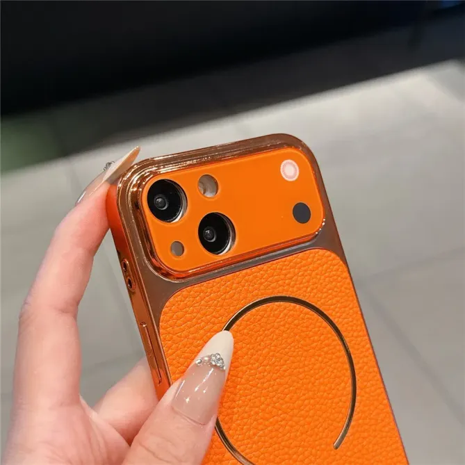 Coque iPhone 13 transformation iPhone 17 Pro cuir litchi