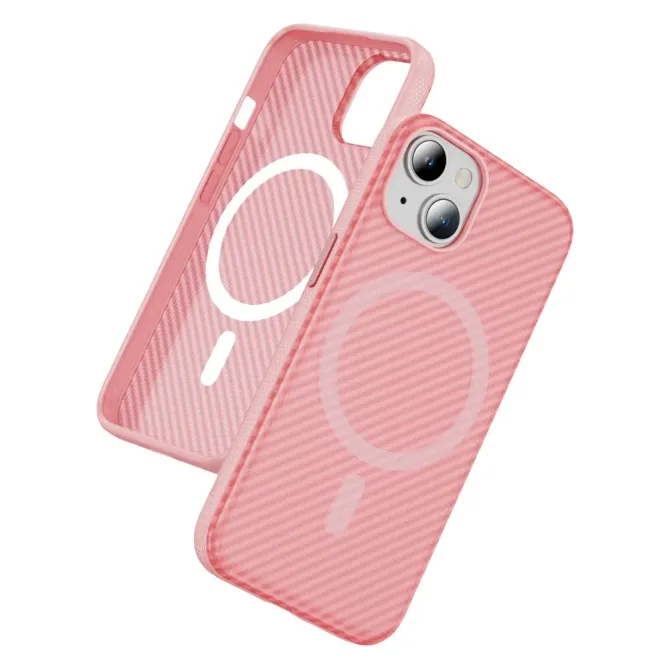 Coque iPhone 14 / 13 texture fibre carbone compatible MagSafe