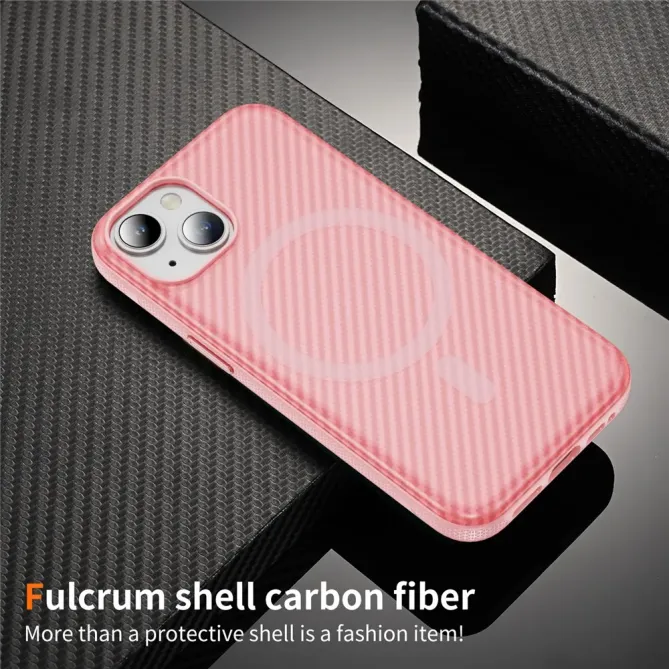 Coque iPhone 14 / 13 texture fibre carbone compatible MagSafe