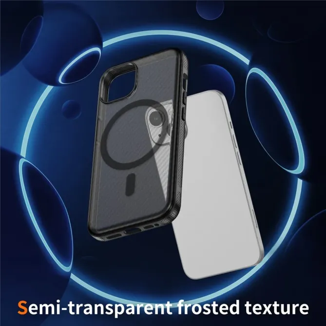 Coque iPhone 14 / 13 texture fibre carbone compatible MagSafe
